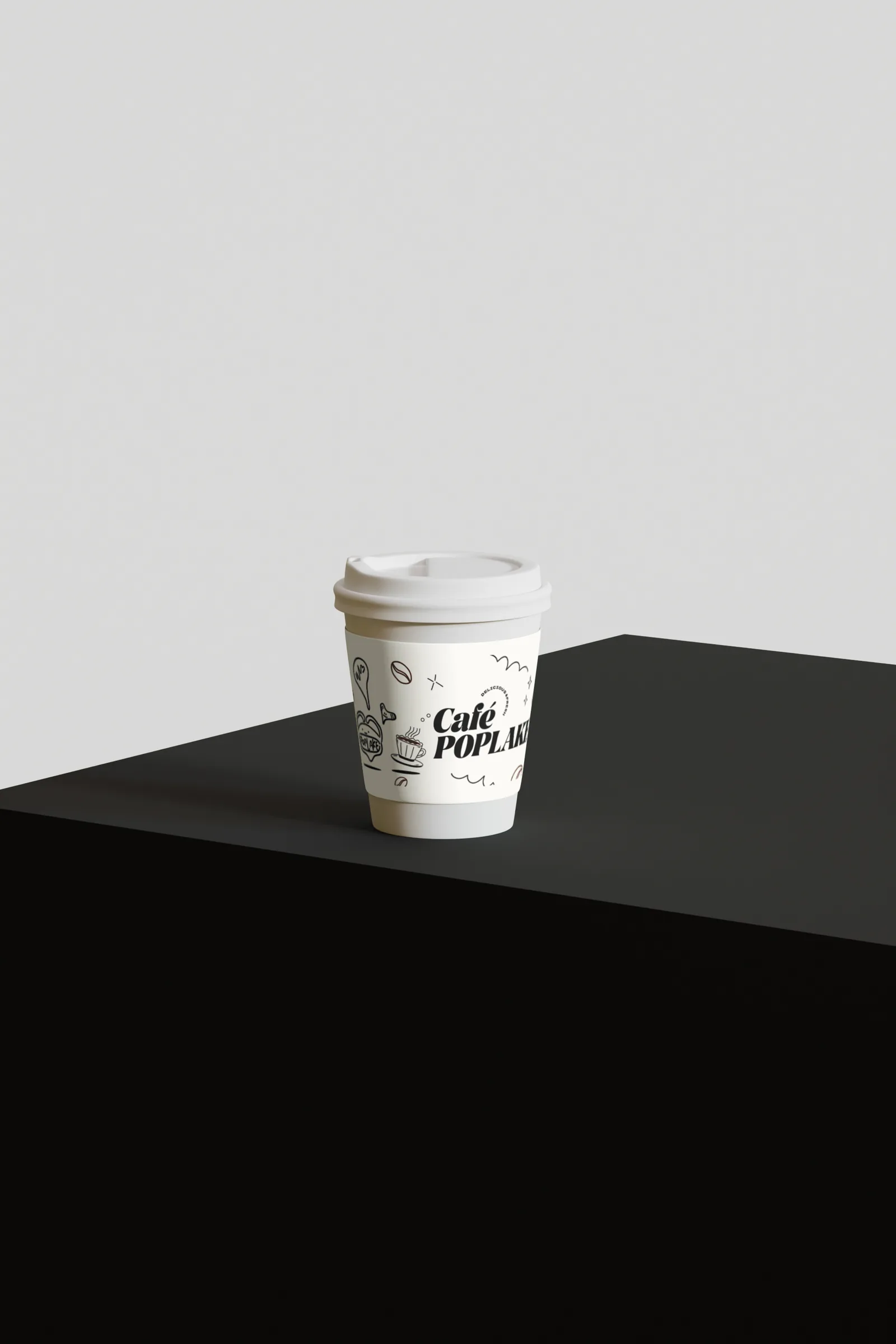 Café POPLAKE paper cup mockup