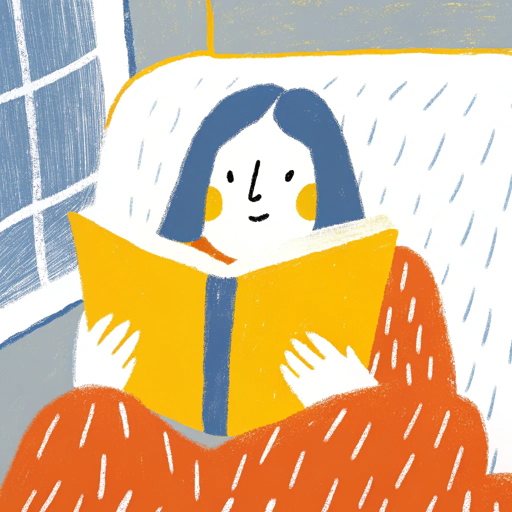 Reading a book on the sofa