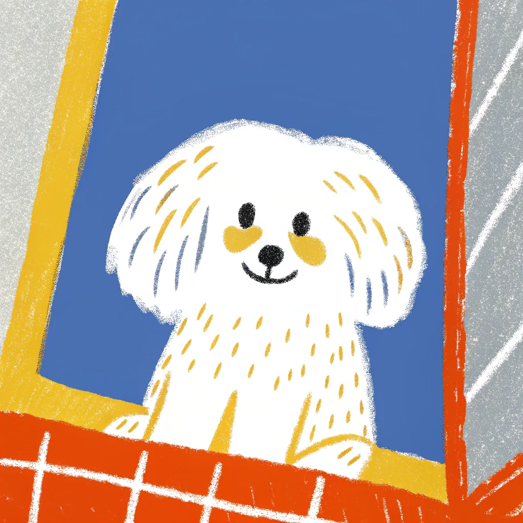 The white dog at the window